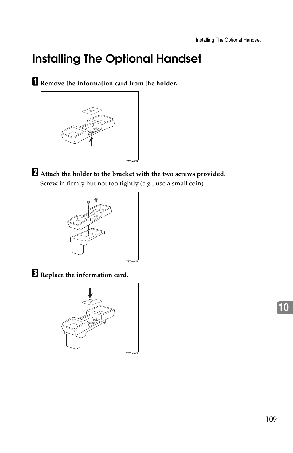 10 installing the optional handset | Ricoh FAX2050L User Manual | Page 189 / 216