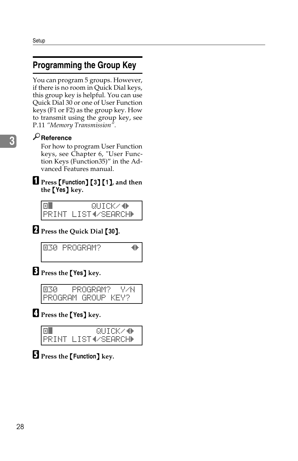 Programming the group key | Ricoh FAX2050L User Manual | Page 38 / 216