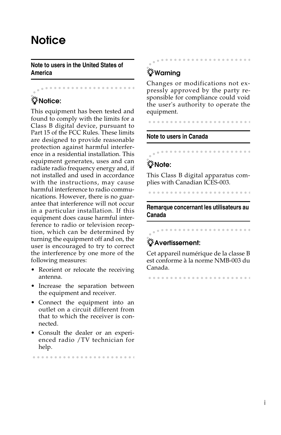 Notice | Ricoh FAX2050L User Manual | Page 67 / 216