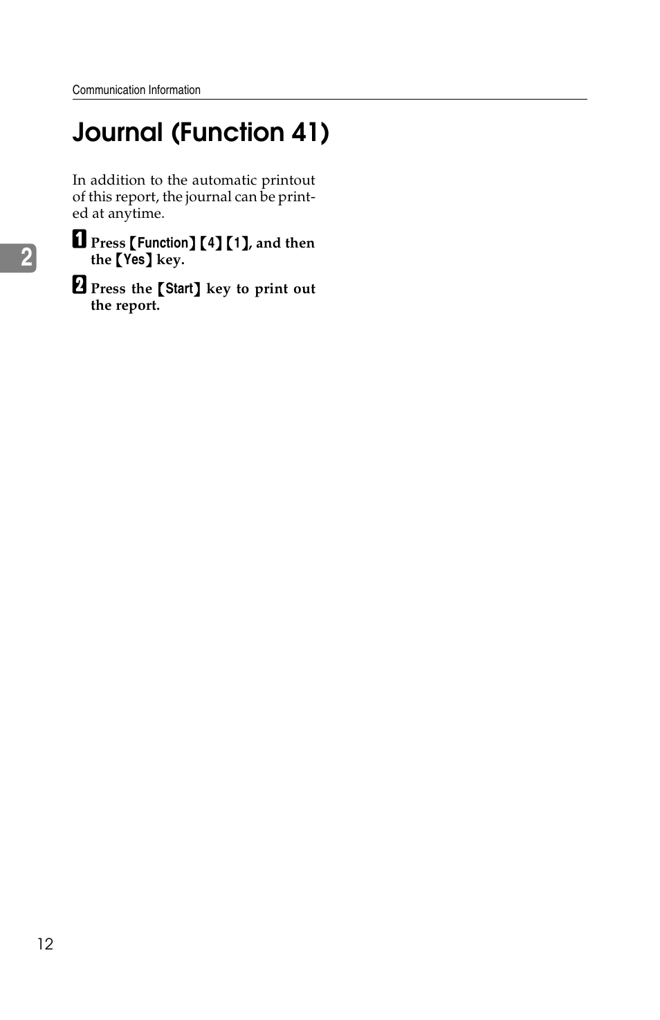 2journal (function 41) | Ricoh FAX2050L User Manual | Page 92 / 216