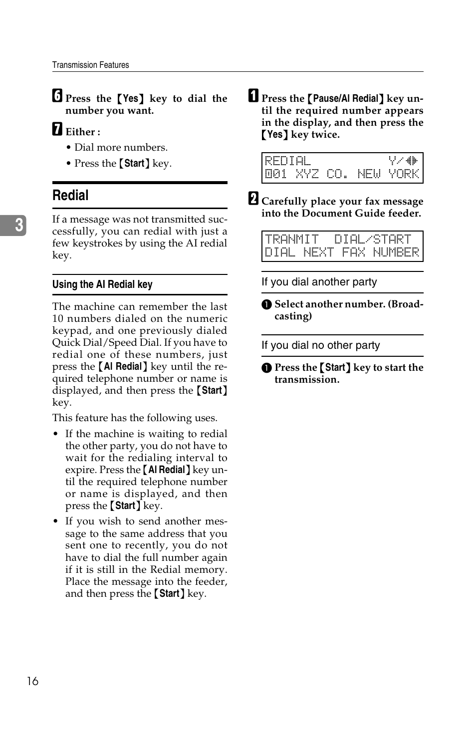 Redial | Ricoh FAX2050L User Manual | Page 96 / 216