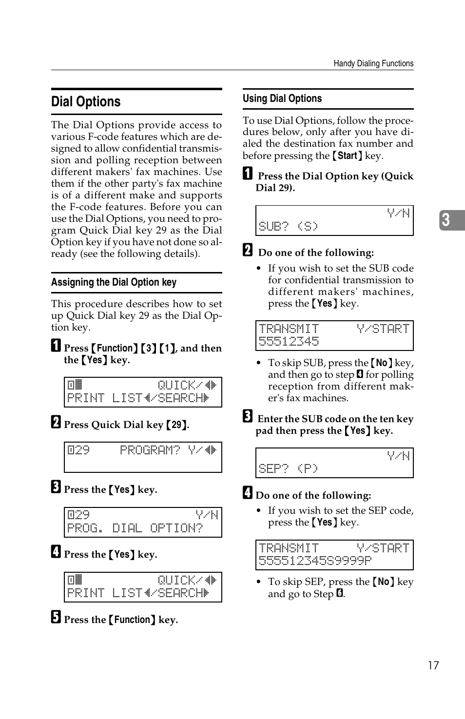 Dial options | Ricoh FAX2050L User Manual | Page 97 / 216