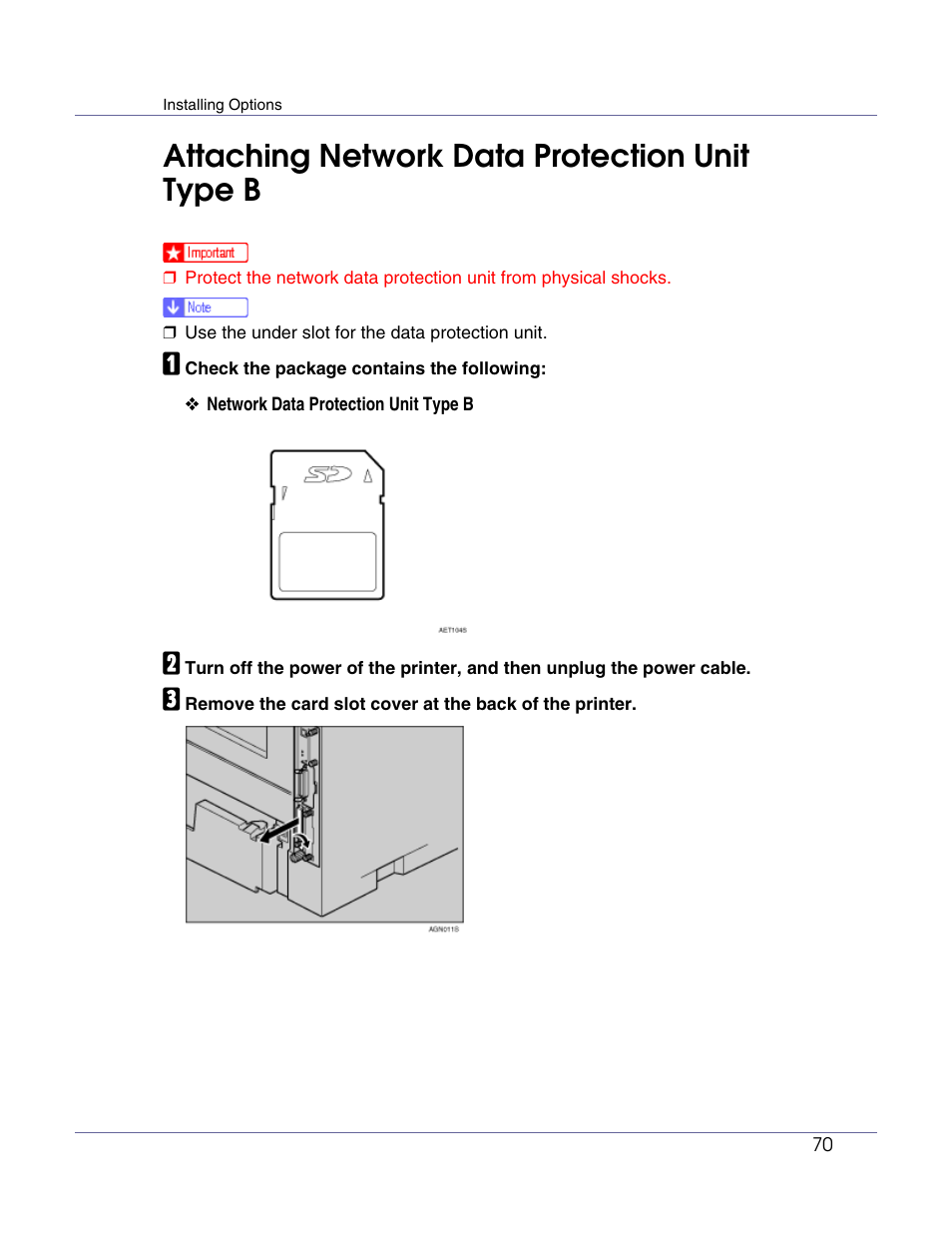 Attaching network data protection unit type b | Ricoh G1168604A User Manual | Page 70 / 97