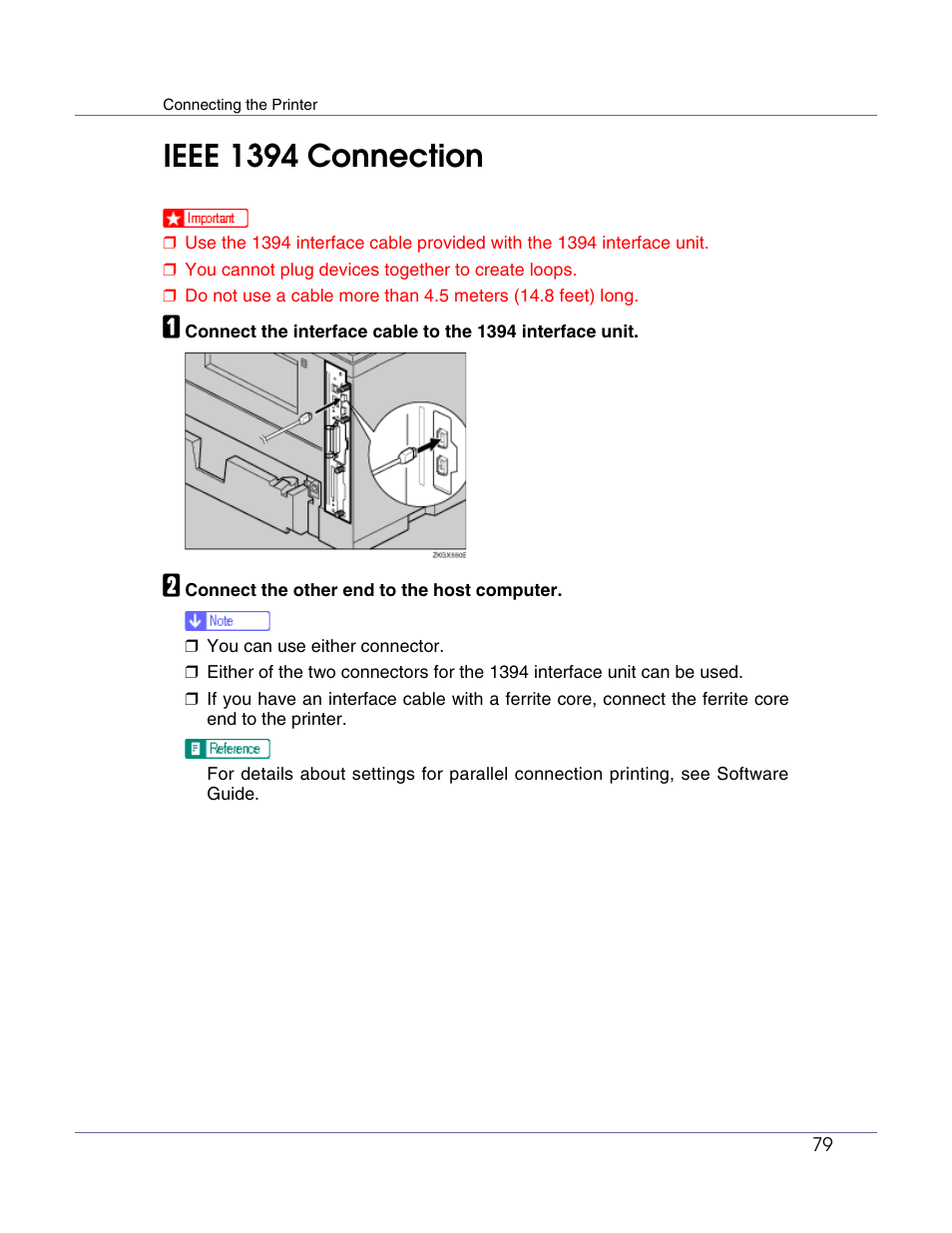 Ieee 1394 connection | Ricoh G1168604A User Manual | Page 79 / 97