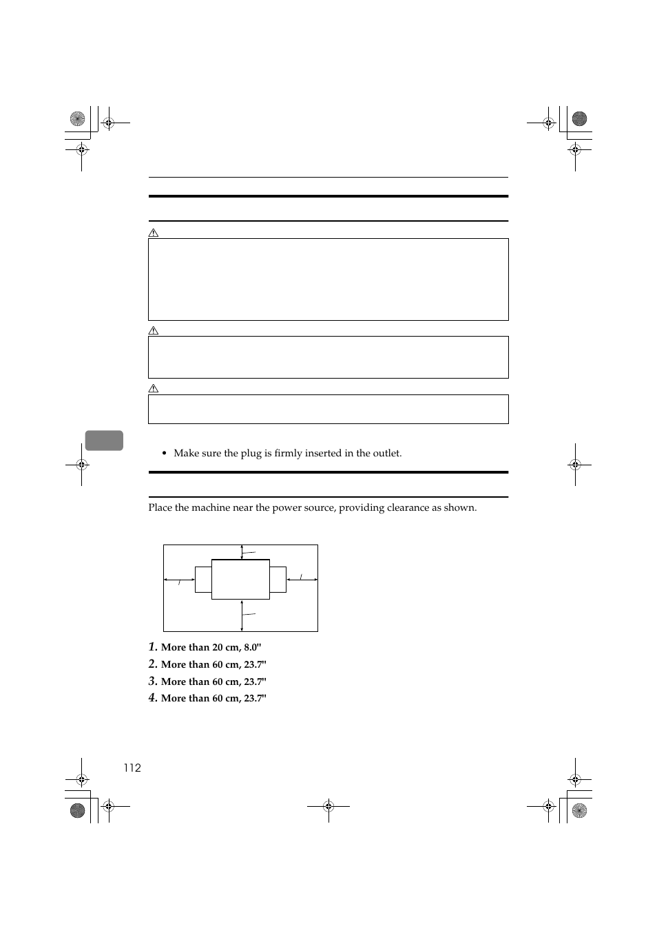 Power connection, Access to machine | Ricoh PRIPORT JP1250 User Manual | Page 132 / 144