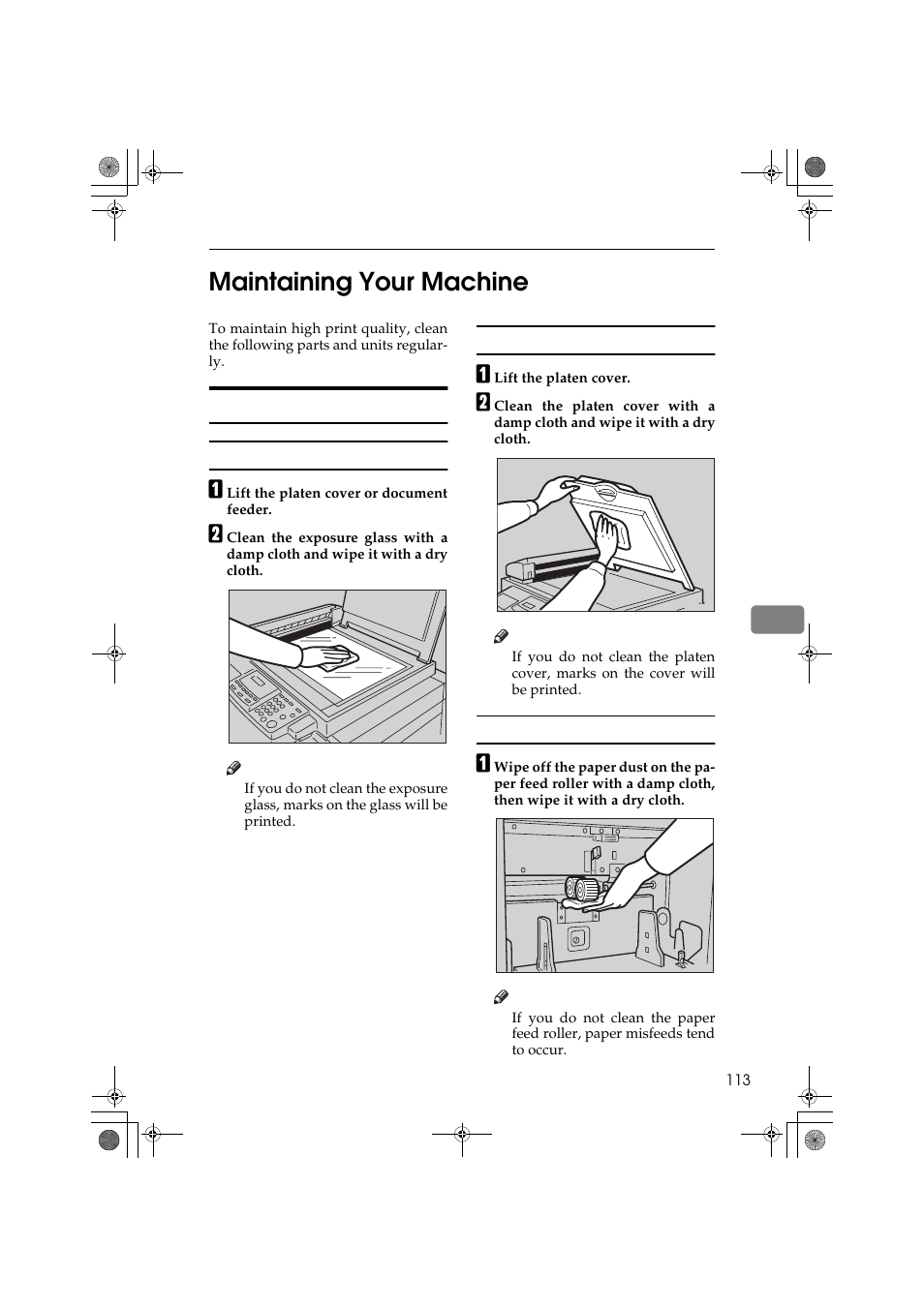 6maintaining your machine, Main frame | Ricoh PRIPORT JP1250 User Manual | Page 133 / 144