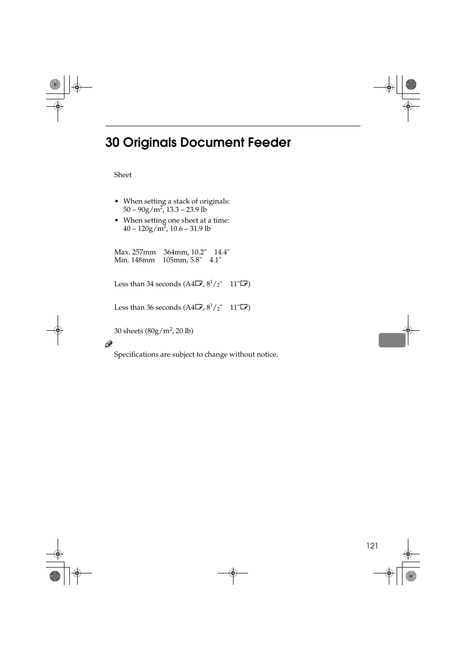 730 originals document feeder | Ricoh PRIPORT JP1250 User Manual | Page 141 / 144
