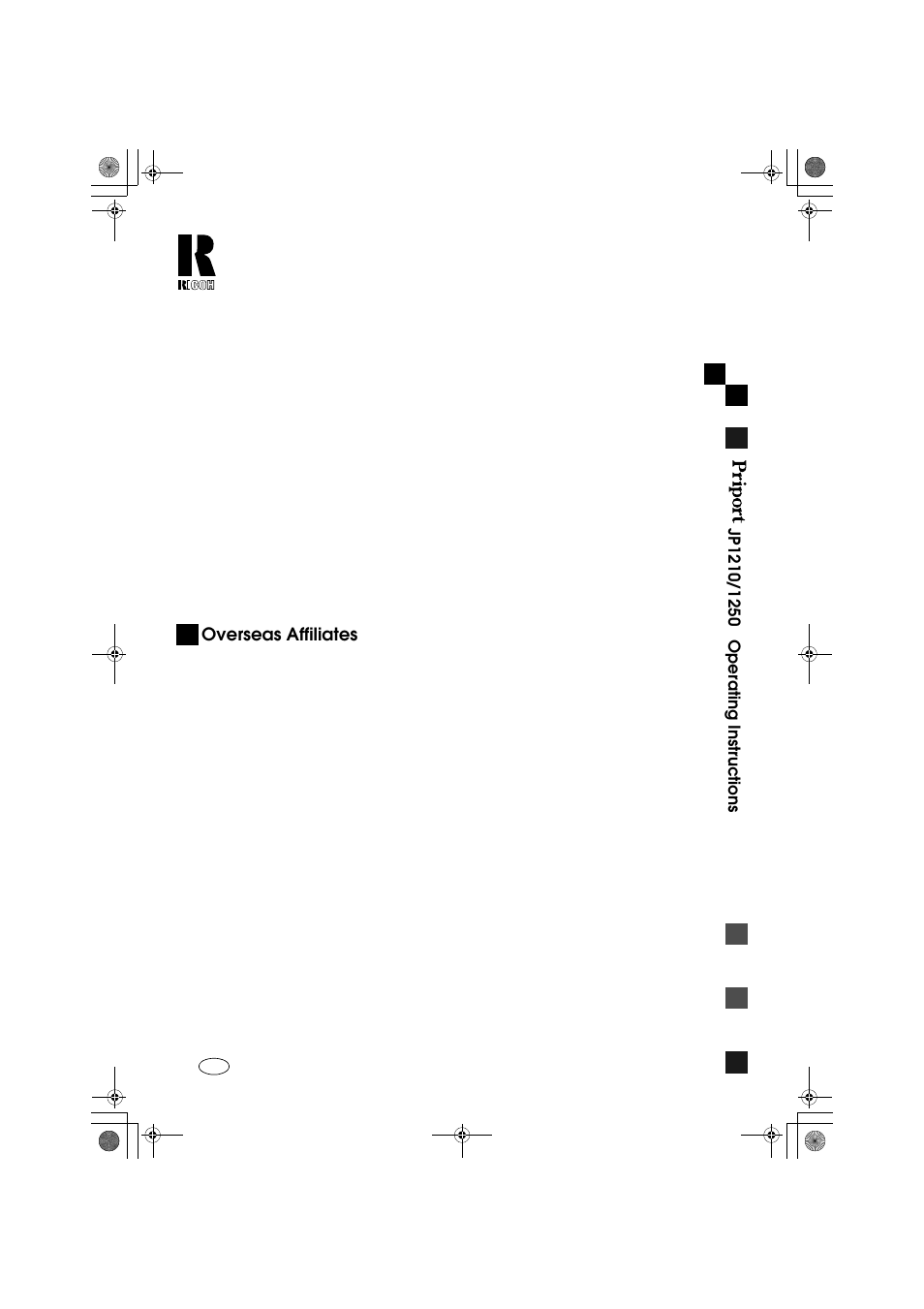 Overseas affiliates | Ricoh PRIPORT JP1250 User Manual | Page 2 / 144