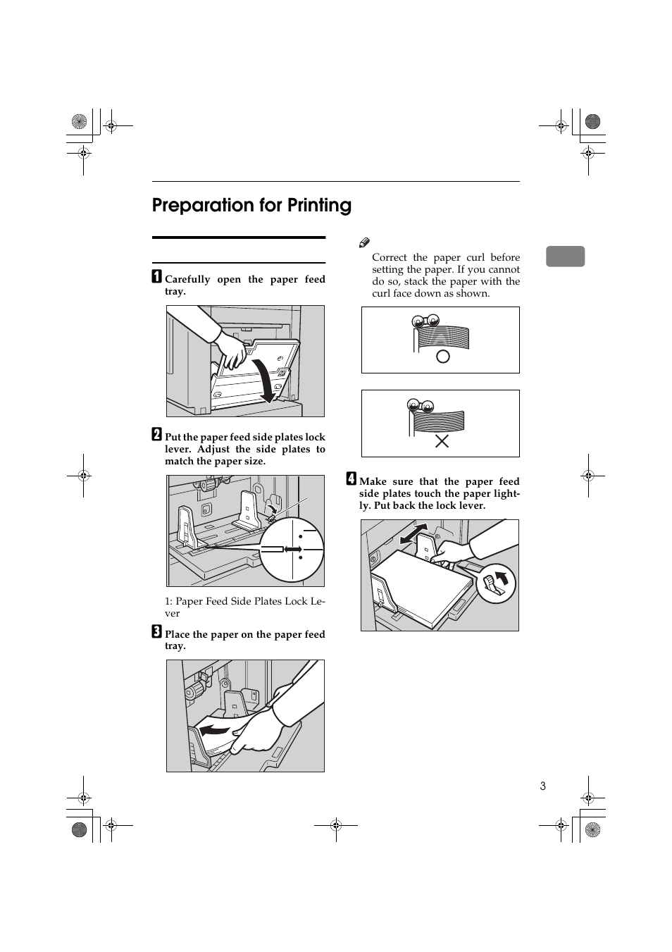 1preparation for printing, Loading paper | Ricoh PRIPORT JP1250 User Manual | Page 23 / 144