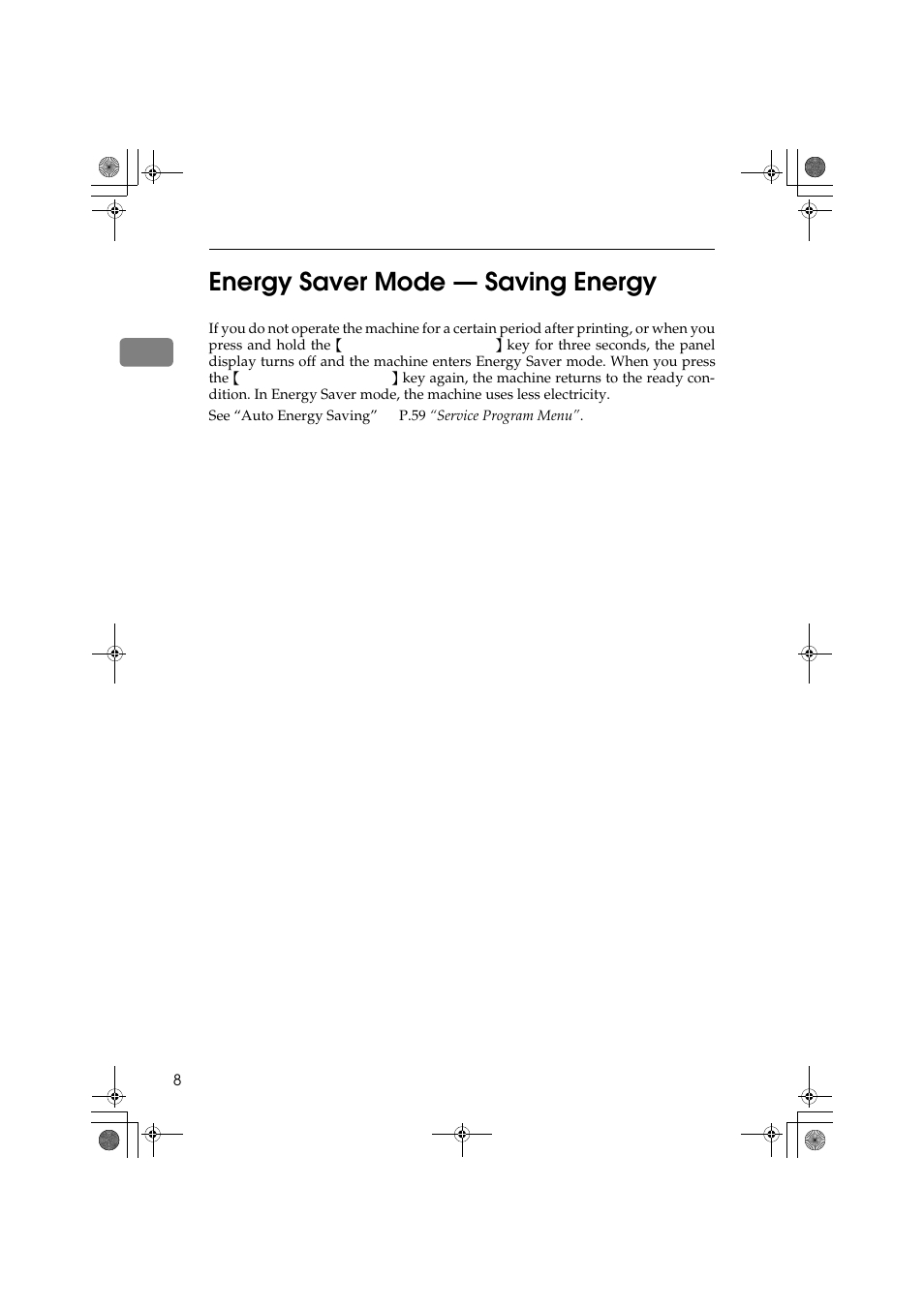 1energy saver mode — saving energy | Ricoh PRIPORT JP1250 User Manual | Page 28 / 144