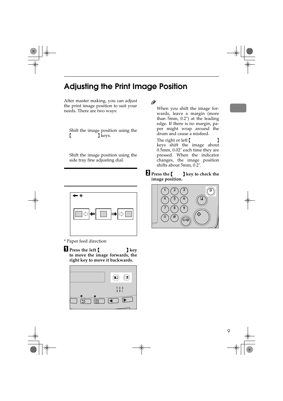 1adjusting the print image position | Ricoh PRIPORT JP1250 User Manual | Page 29 / 144