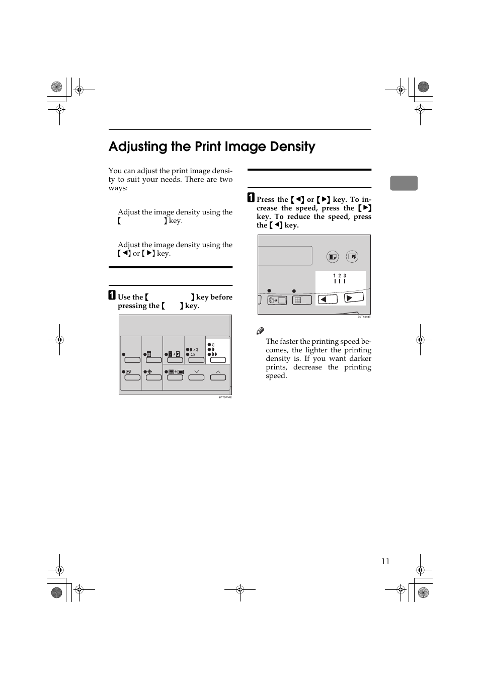 1adjusting the print image density, Before making a master, After making a master | Ricoh PRIPORT JP1250 User Manual | Page 31 / 144