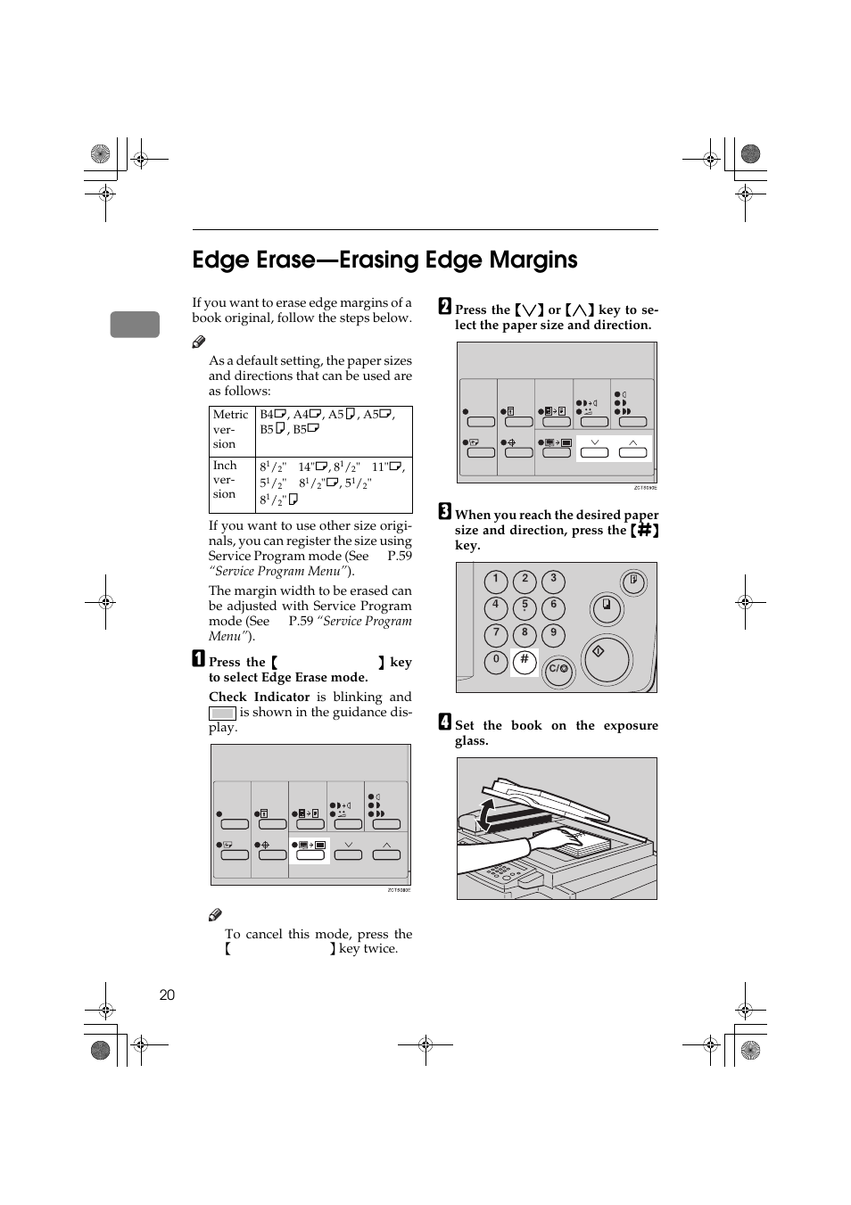 1edge erase—erasing edge margins | Ricoh PRIPORT JP1250 User Manual | Page 40 / 144