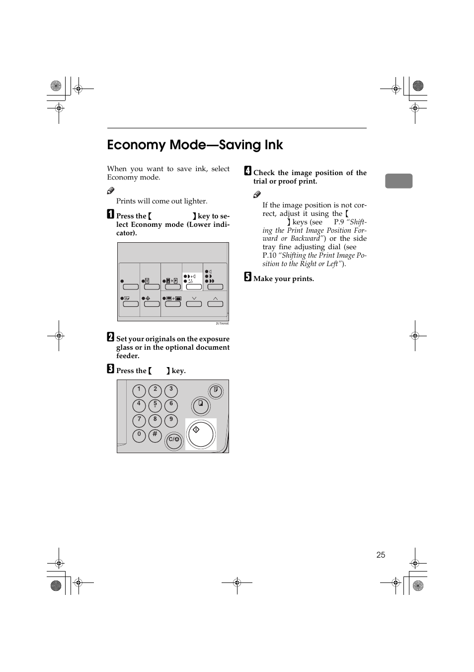 1economy mode—saving ink | Ricoh PRIPORT JP1250 User Manual | Page 45 / 144