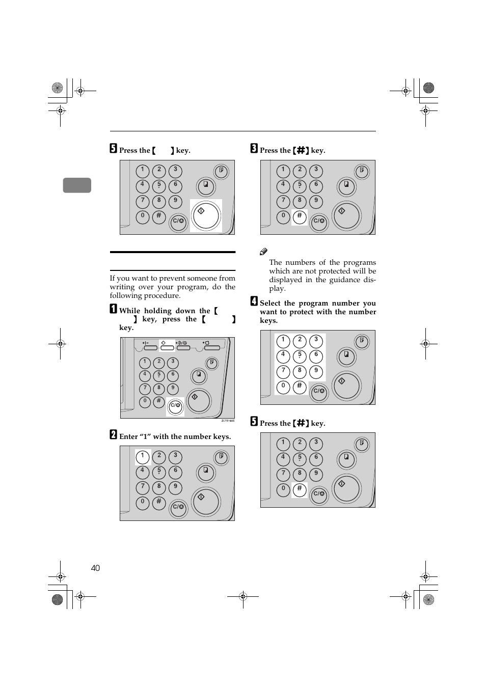 Protecting a program | Ricoh PRIPORT JP1250 User Manual | Page 60 / 144