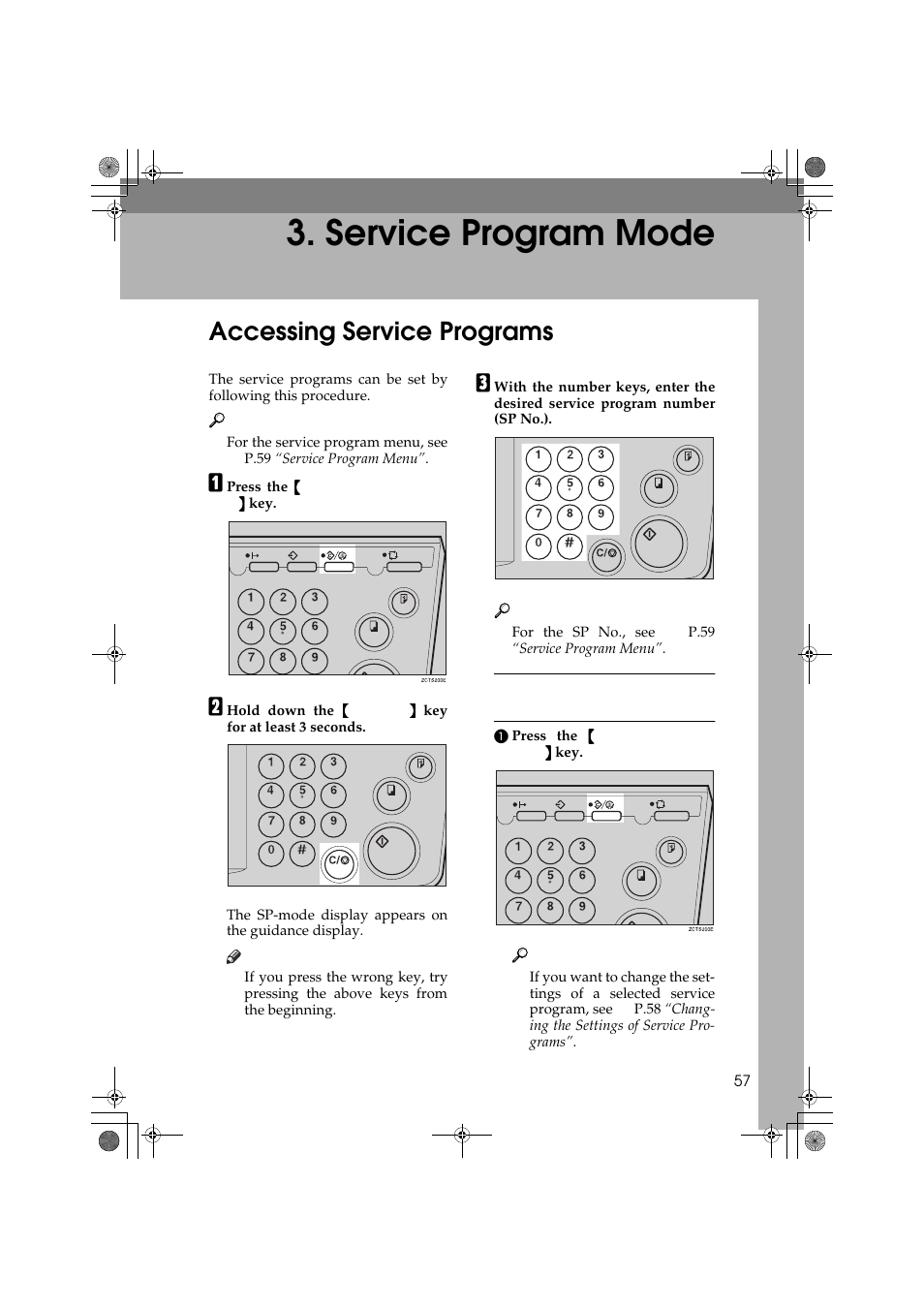Service program mode, Accessing service programs | Ricoh PRIPORT JP1250 User Manual | Page 77 / 144