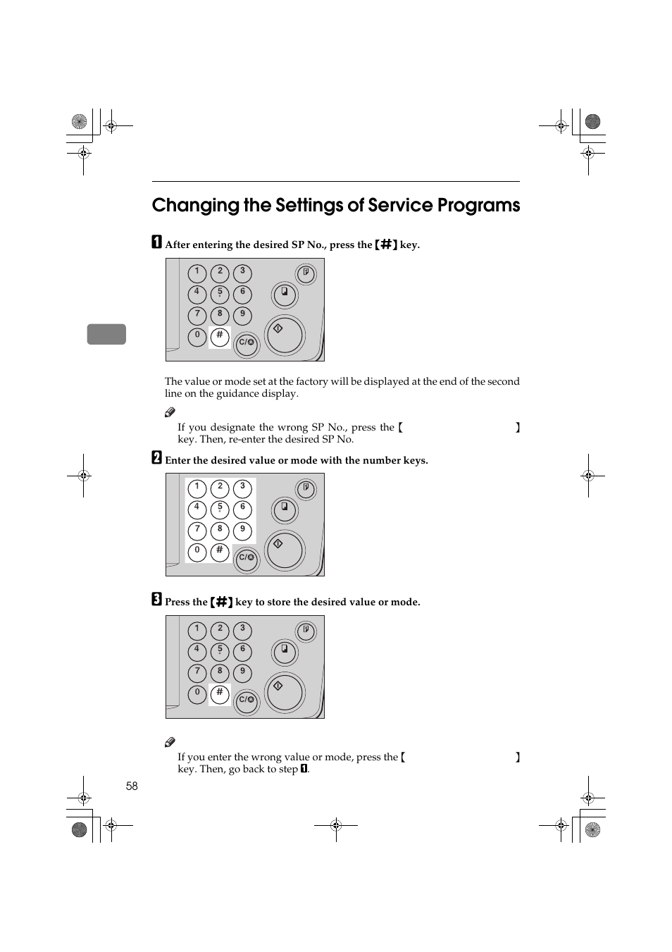 3changing the settings of service programs | Ricoh PRIPORT JP1250 User Manual | Page 78 / 144