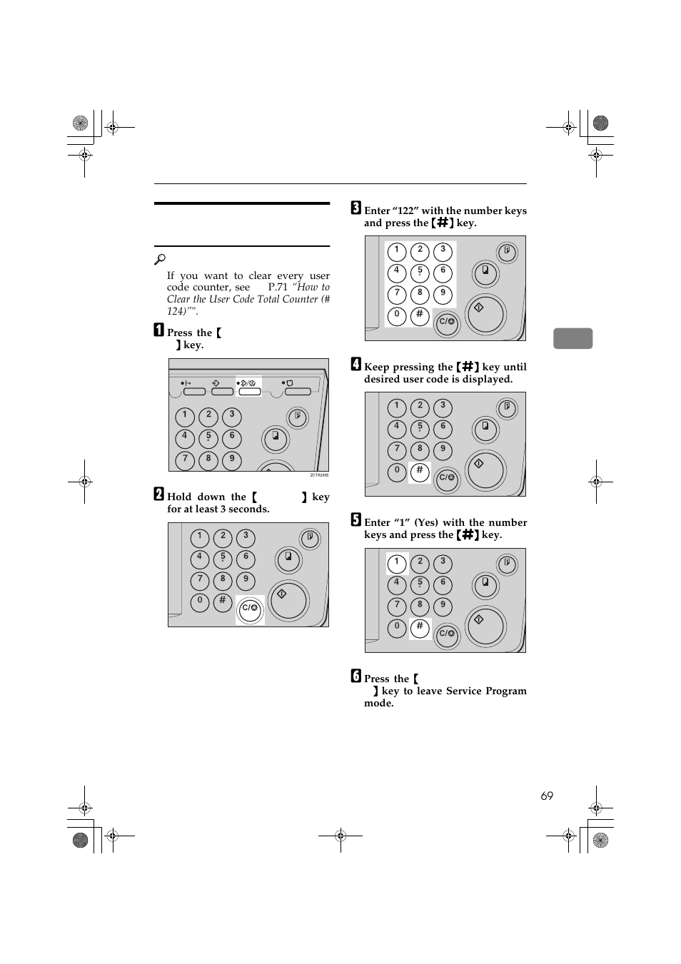 How to clear the user code counter (# 122) | Ricoh PRIPORT JP1250 User Manual | Page 89 / 144