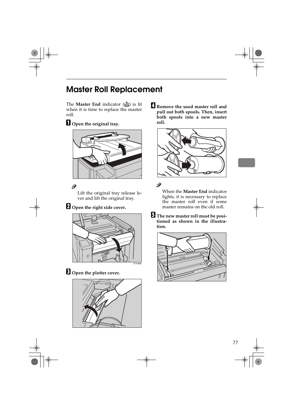 4master roll replacement | Ricoh PRIPORT JP1250 User Manual | Page 97 / 144