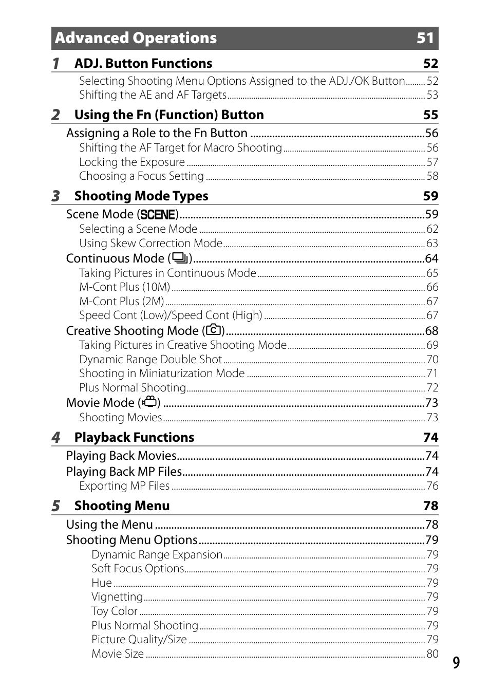 Advanced operations 51 | Ricoh DIGITAL CAMERA CX5 User Manual | Page 10 / 161