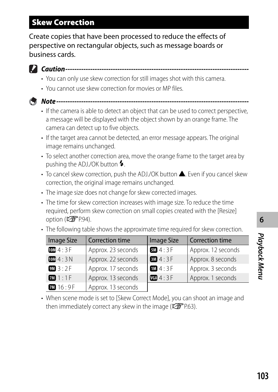 Skew correction | Ricoh DIGITAL CAMERA CX5 User Manual | Page 104 / 161