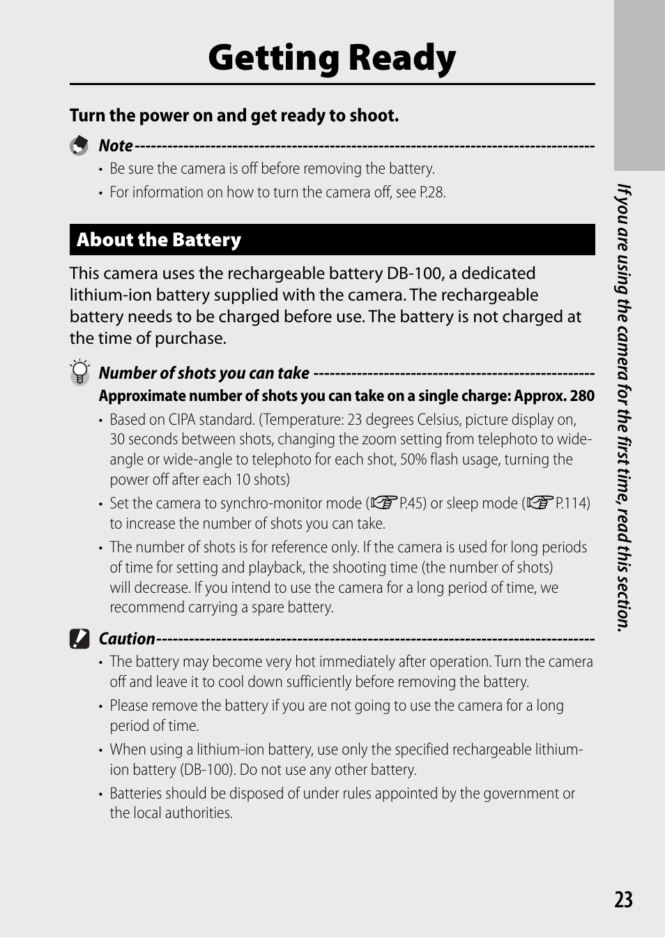 Getting ready | Ricoh DIGITAL CAMERA CX5 User Manual | Page 24 / 161