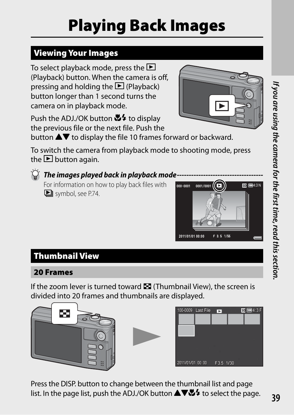 Playing back images, Viewing your images, Thumbnail view | 20 frames | Ricoh DIGITAL CAMERA CX5 User Manual | Page 40 / 161