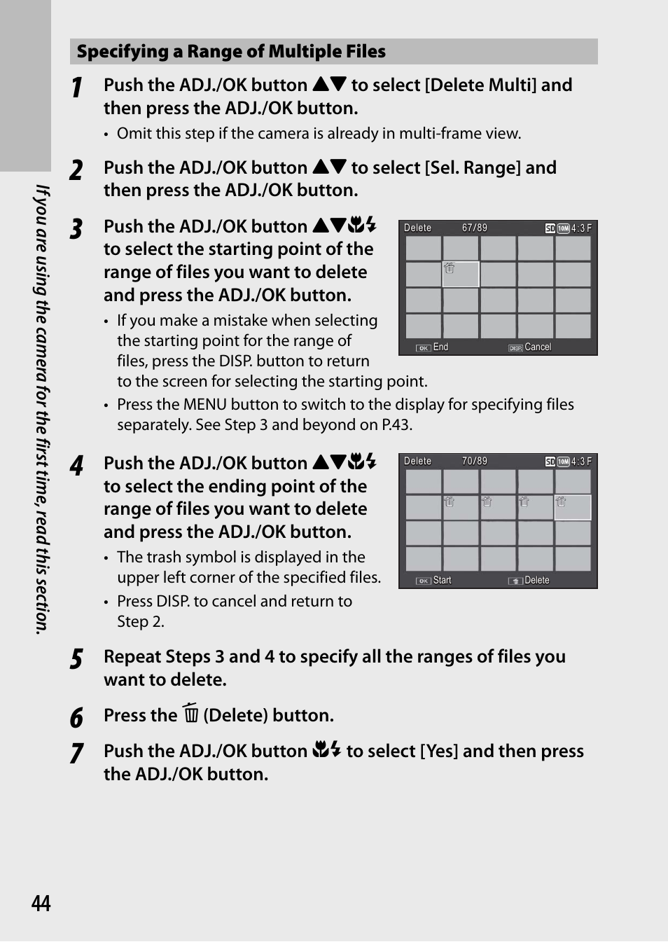 Press the d (delete) button | Ricoh DIGITAL CAMERA CX5 User Manual | Page 45 / 161