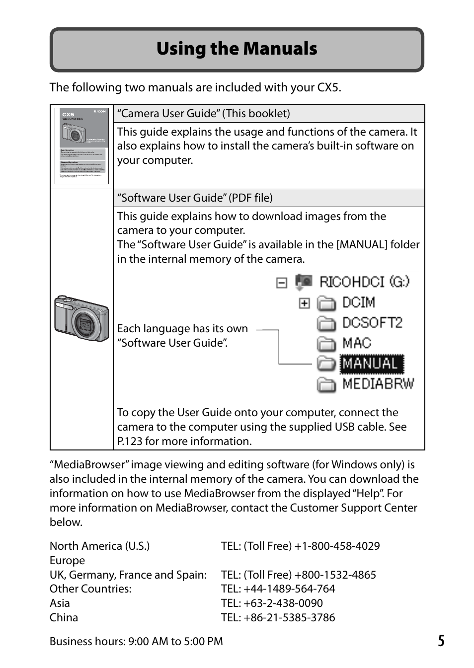 Using the manuals | Ricoh DIGITAL CAMERA CX5 User Manual | Page 6 / 161