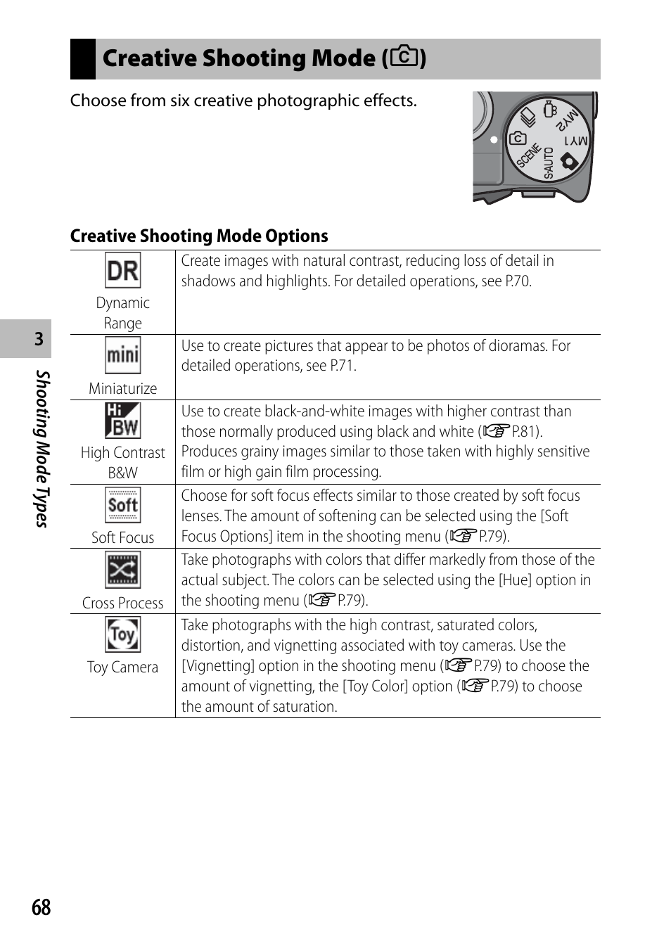 Creative shooting mode ( x ) | Ricoh DIGITAL CAMERA CX5 User Manual | Page 69 / 161