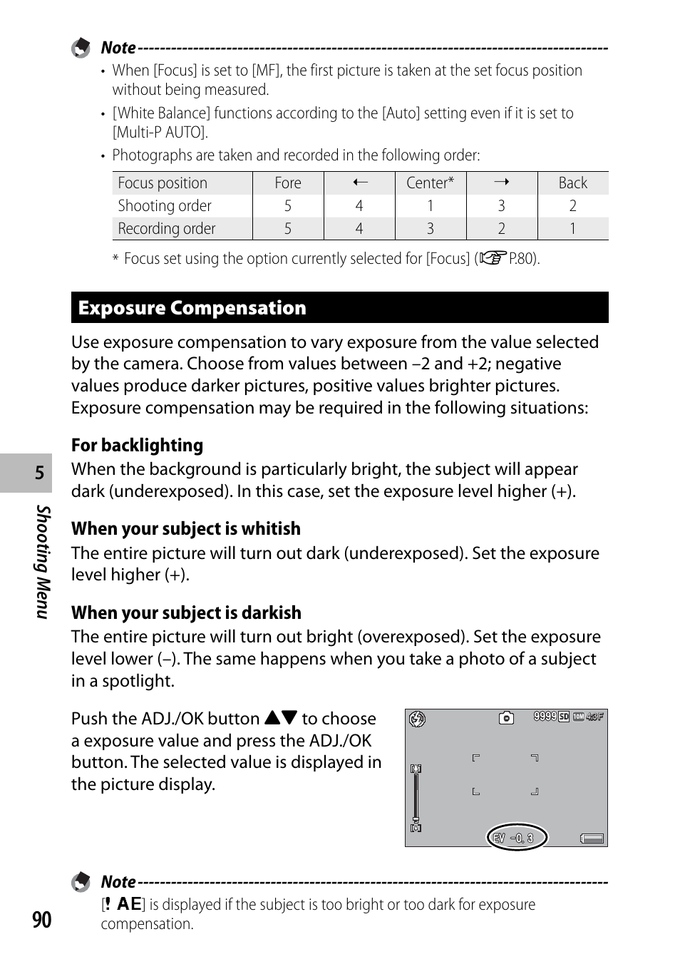 Exposure compensation | Ricoh DIGITAL CAMERA CX5 User Manual | Page 91 / 161