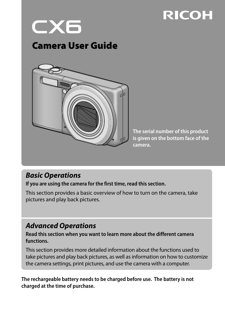 Ricoh Camera CX6 User Manual | 172 pages