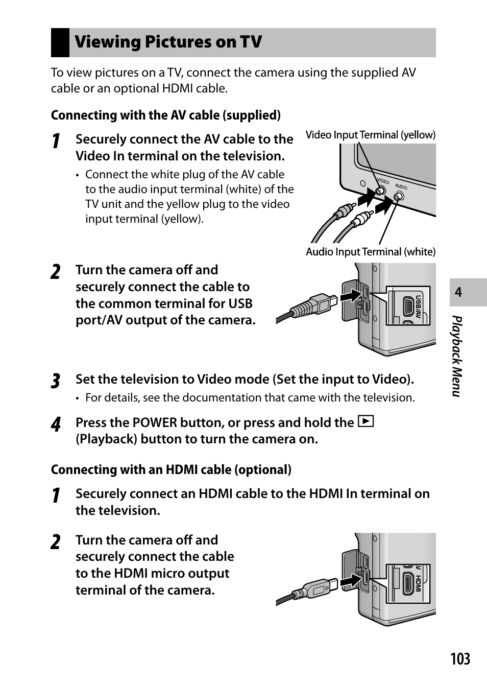 Viewing pictures on tv | Ricoh Camera CX6 User Manual | Page 105 / 172