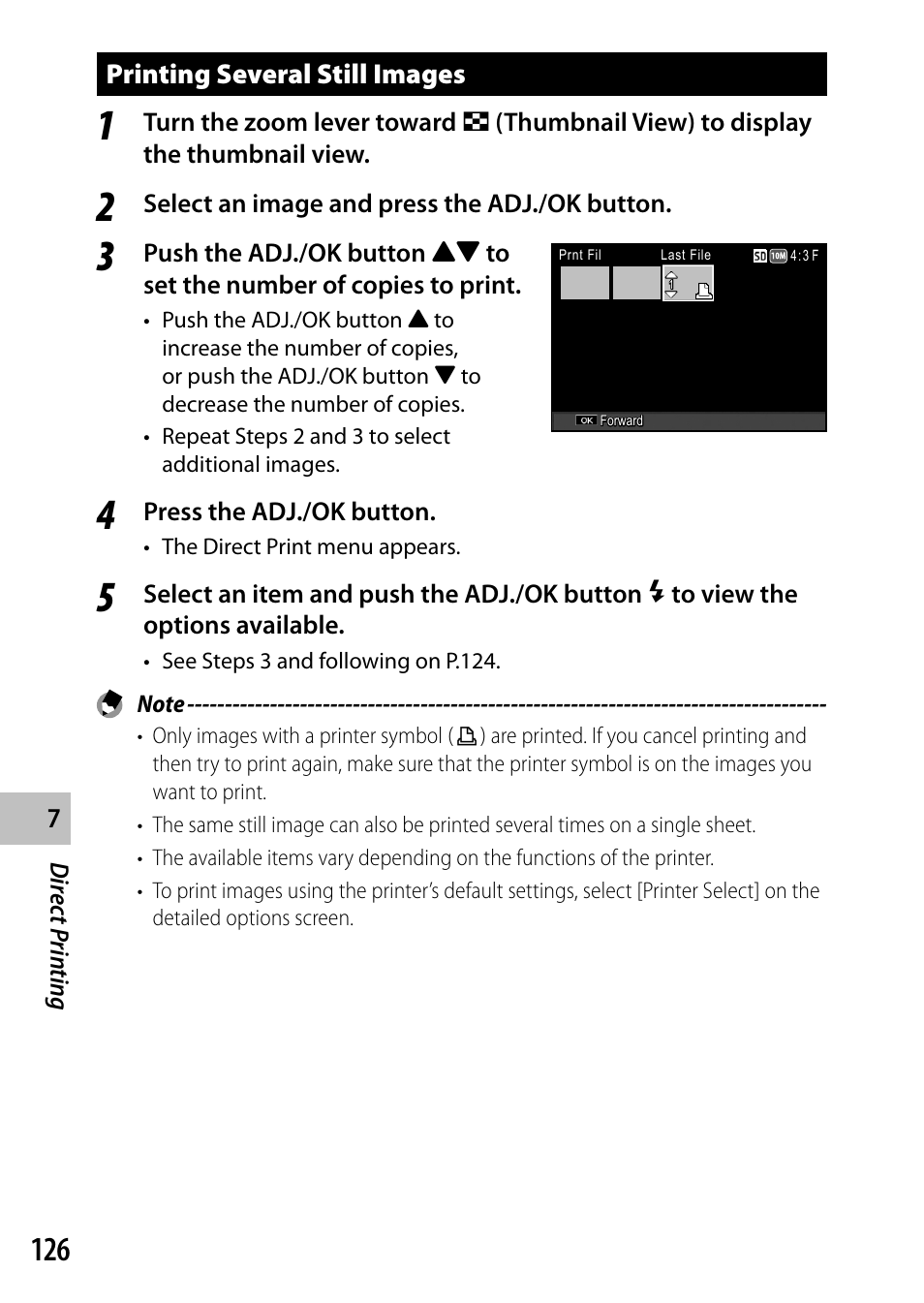 Printing several still images | Ricoh Camera CX6 User Manual | Page 128 / 172