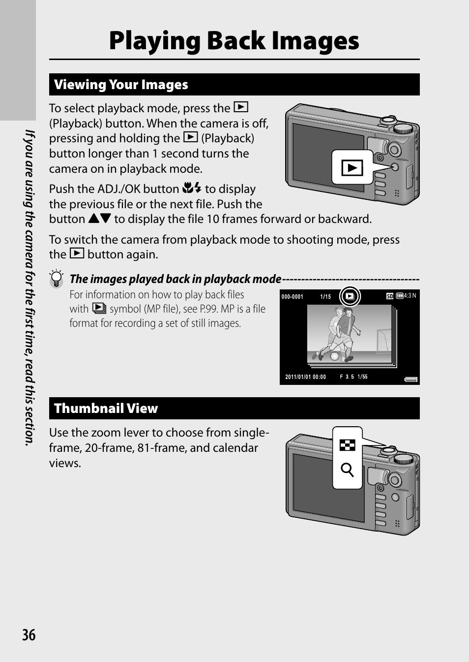 Playing back images, Viewing your images, Thumbnail view | Ricoh Camera CX6 User Manual | Page 38 / 172