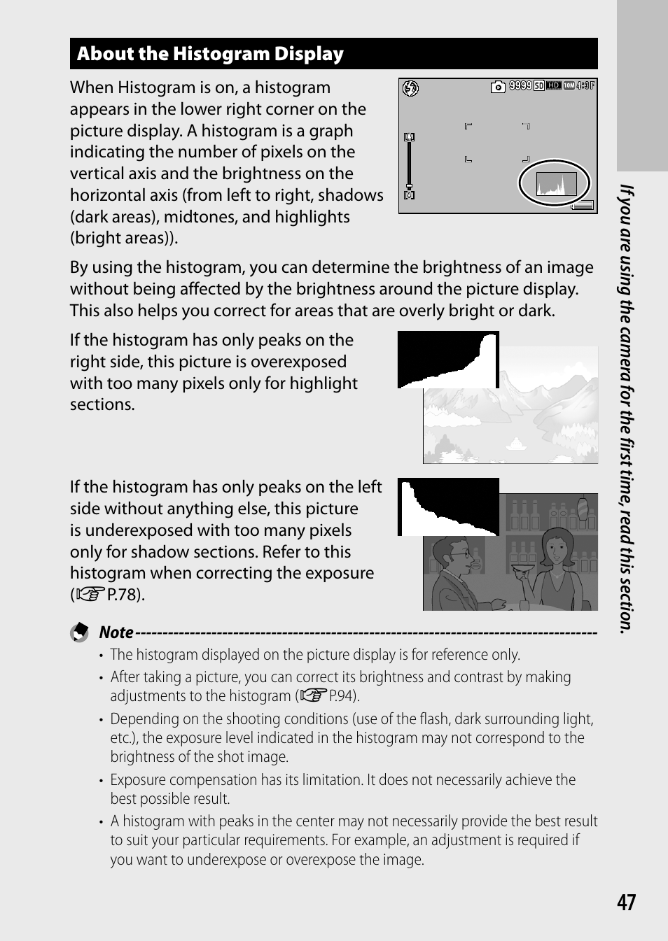 About the histogram display | Ricoh Camera CX6 User Manual | Page 49 / 172