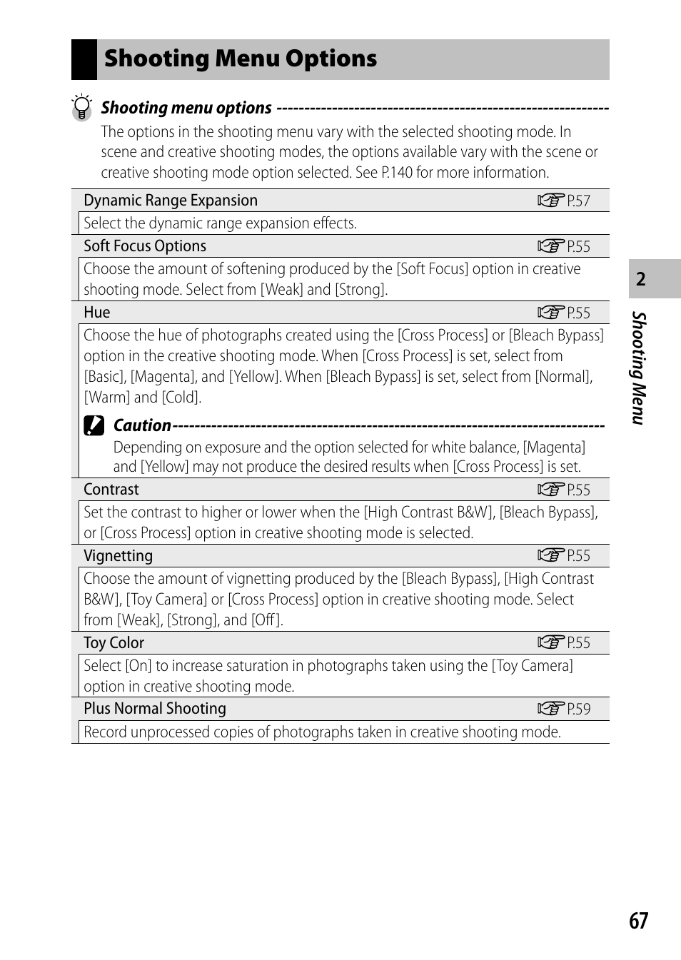 Shooting menu options | Ricoh Camera CX6 User Manual | Page 69 / 172