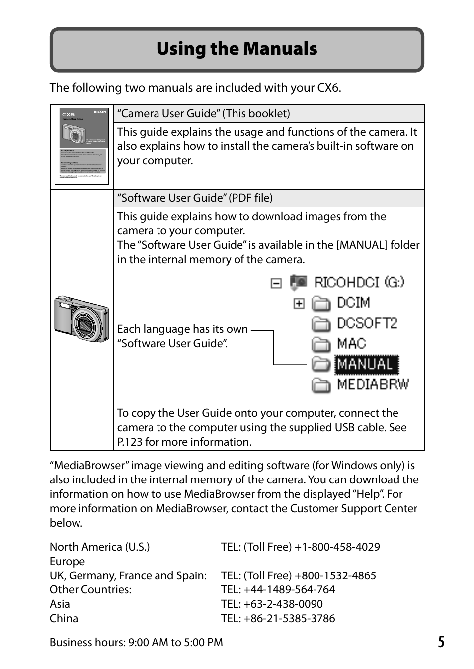 Using the manuals | Ricoh Camera CX6 User Manual | Page 7 / 172