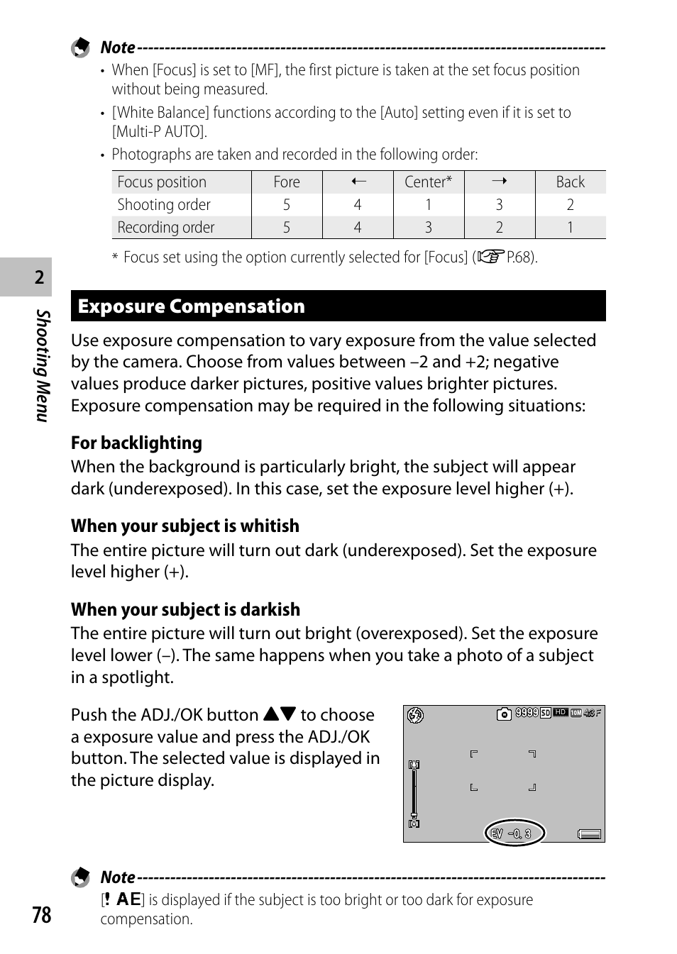 Exposure compensation | Ricoh Camera CX6 User Manual | Page 80 / 172