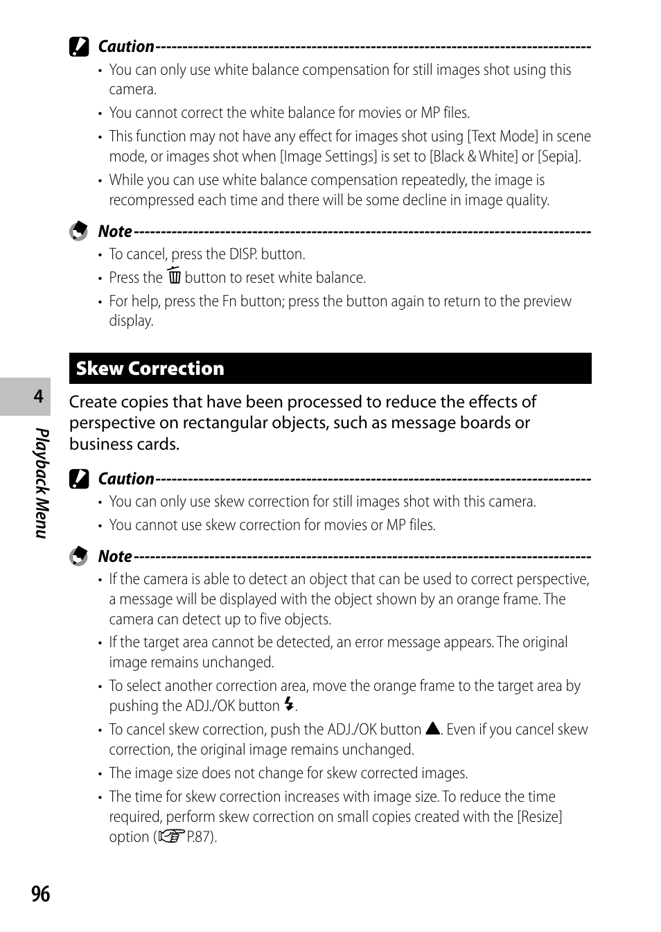 Skew correction | Ricoh Camera CX6 User Manual | Page 98 / 172