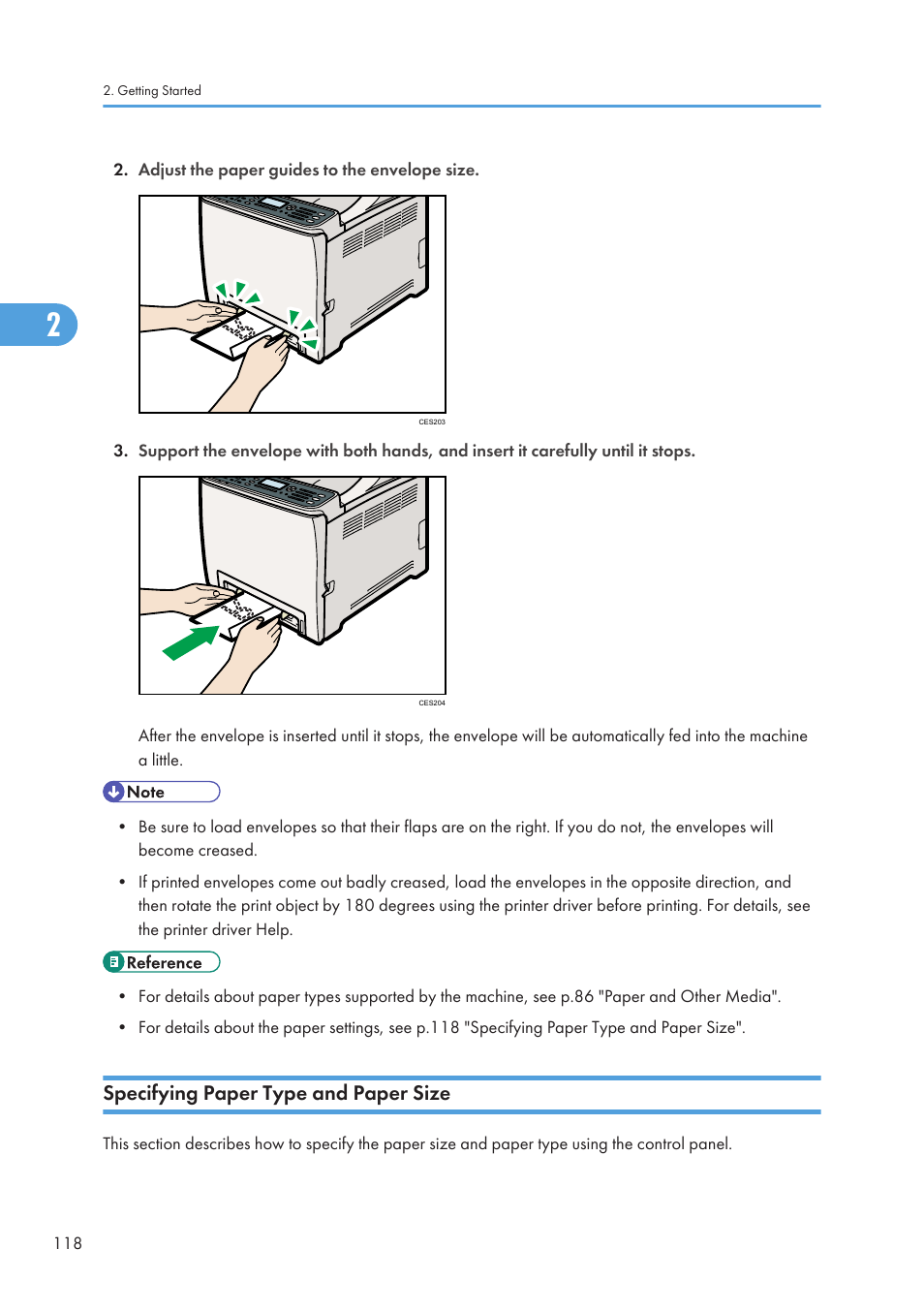 Specifying paper type and paper size | Ricoh SP C240SF User Manual | Page 120 / 456