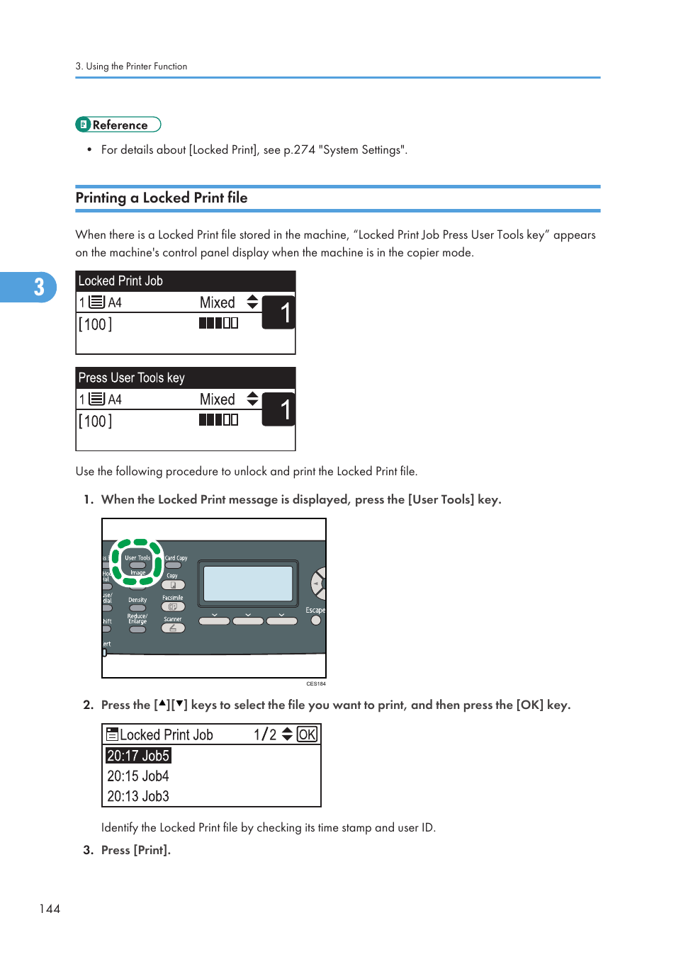 Printing a locked print file | Ricoh SP C240SF User Manual | Page 146 / 456