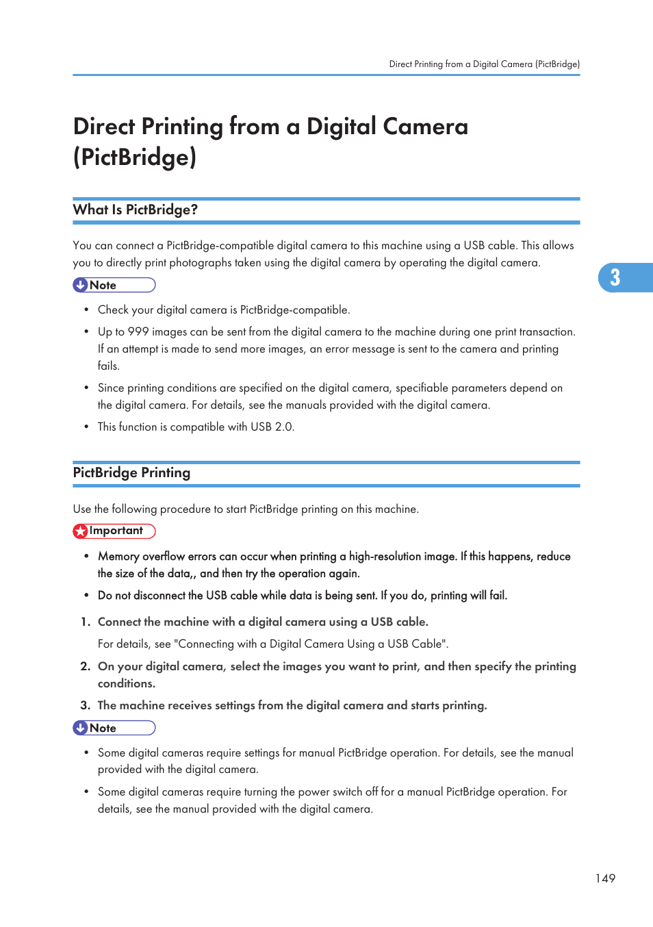 Direct printing from a digital camera (pictbridge), What is pictbridge, Pictbridge printing | What is pictbridge? pictbridge printing | Ricoh SP C240SF User Manual | Page 151 / 456