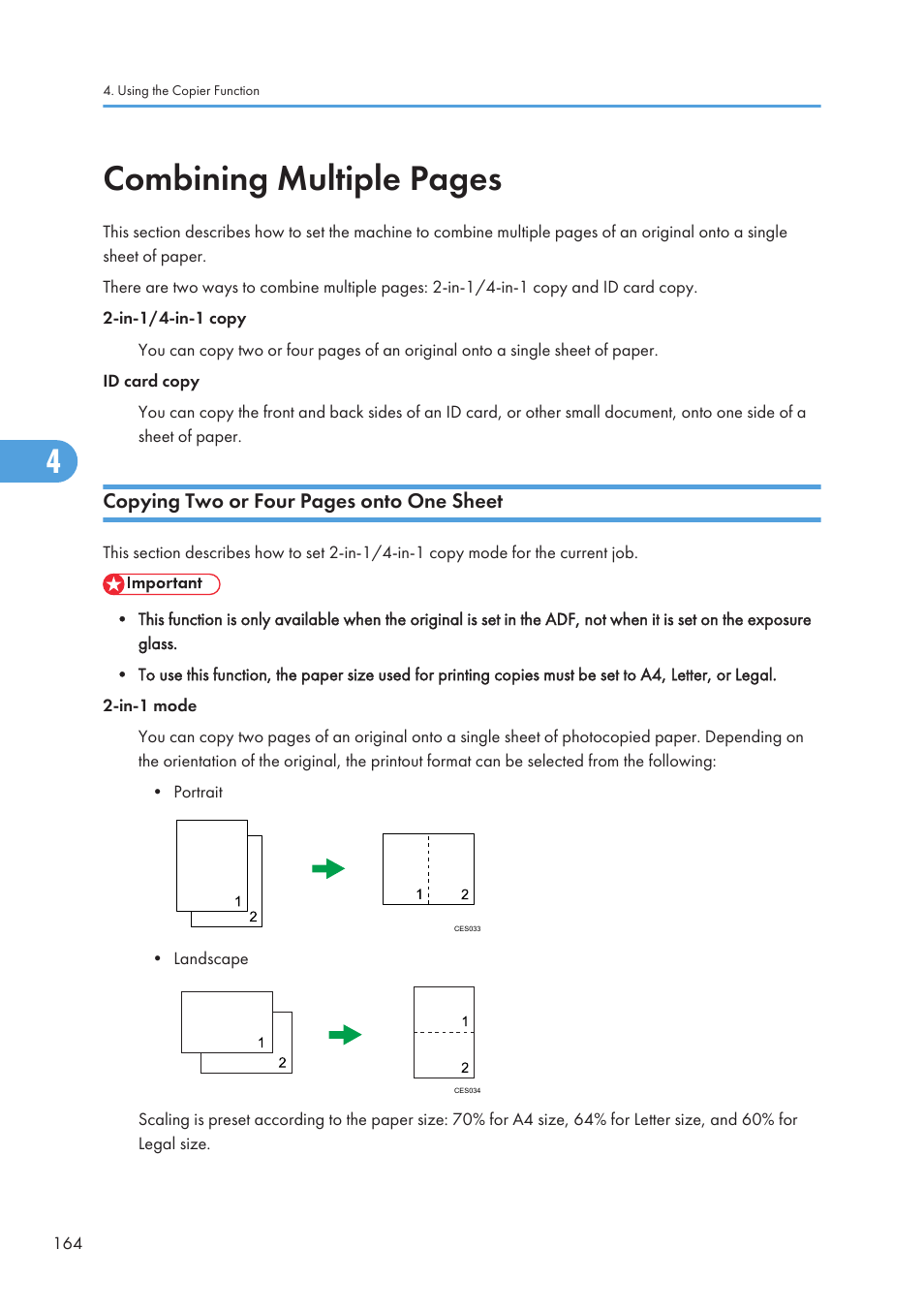 Combining multiple pages | Ricoh SP C240SF User Manual | Page 166 / 456