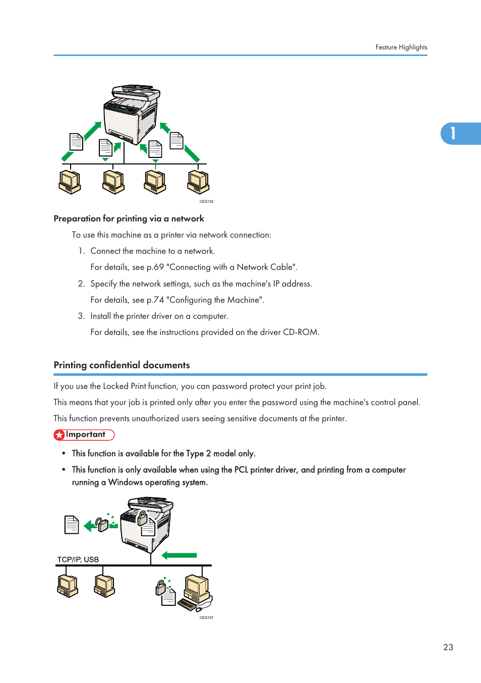 Printing confidential documents | Ricoh SP C240SF User Manual | Page 25 / 456