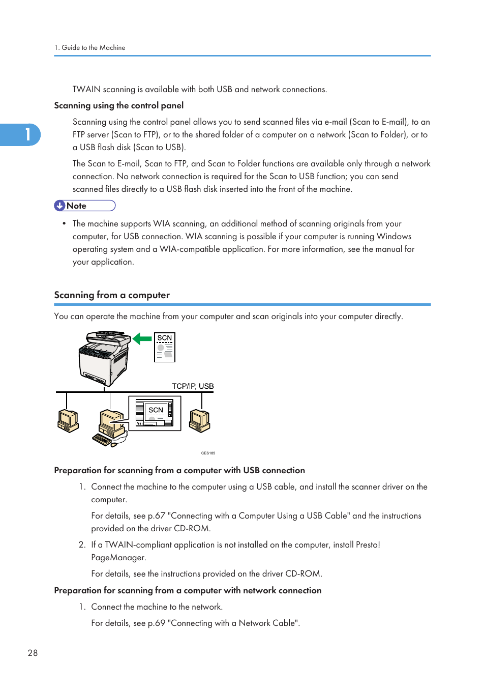 Scanning from a computer | Ricoh SP C240SF User Manual | Page 30 / 456