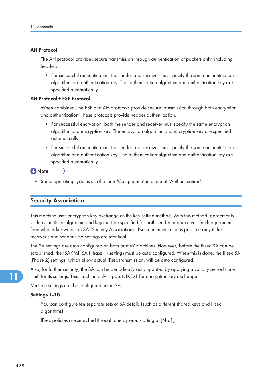 Security association | Ricoh SP C240SF User Manual | Page 430 / 456