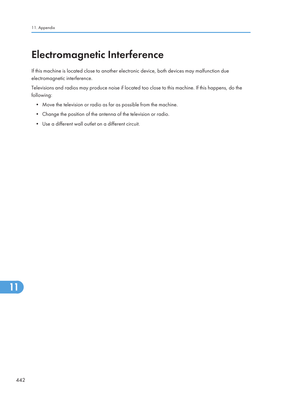 Electromagnetic interference | Ricoh SP C240SF User Manual | Page 444 / 456