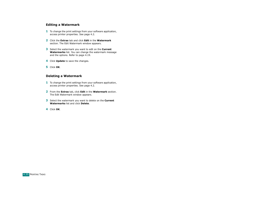 Editing a watermark, Deleting a watermark, Editing a watermark deleting a watermark | Ricoh Aficio FX200 User Manual | Page 109 / 278