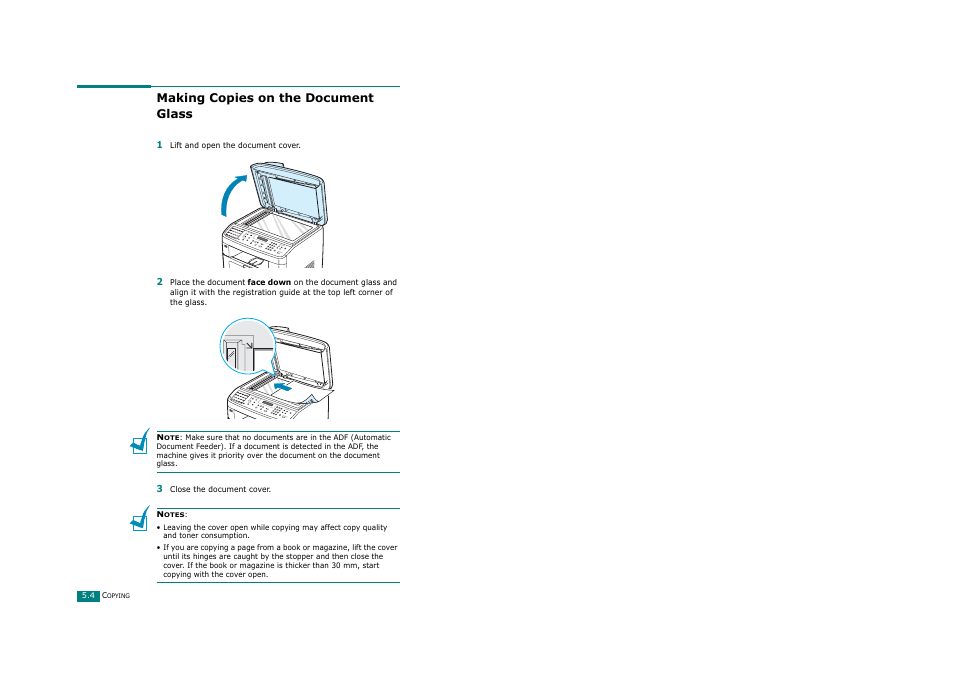 Making copies on the document glass | Ricoh Aficio FX200 User Manual | Page 117 / 278